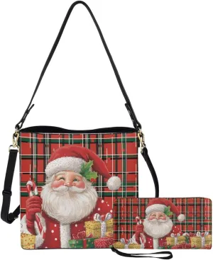 GIFTPUZZ 2 Pack Set Bucket Bag  Wallet for Women Leather Crossbody Bag Long Style Purse with Belt Waterproof Handbags