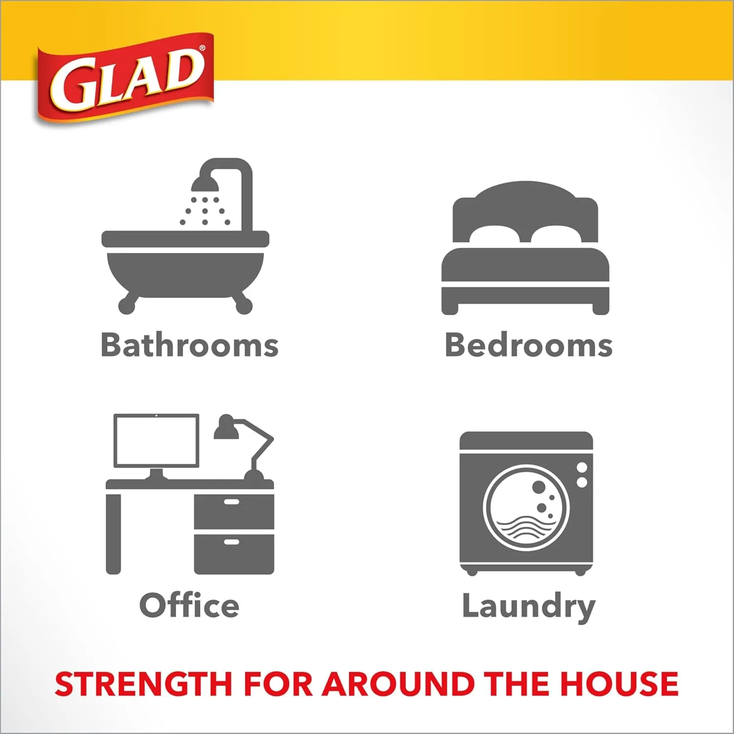 Glad Medium Drawstring Trash Bags, 8 Gallon, White, Fragrance Free, 80 Count, Pack May Vary