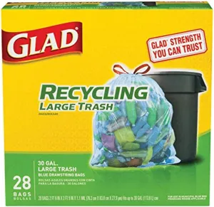 Glad Recycling 30 gal. Trash Bags Drawstring 28 pk