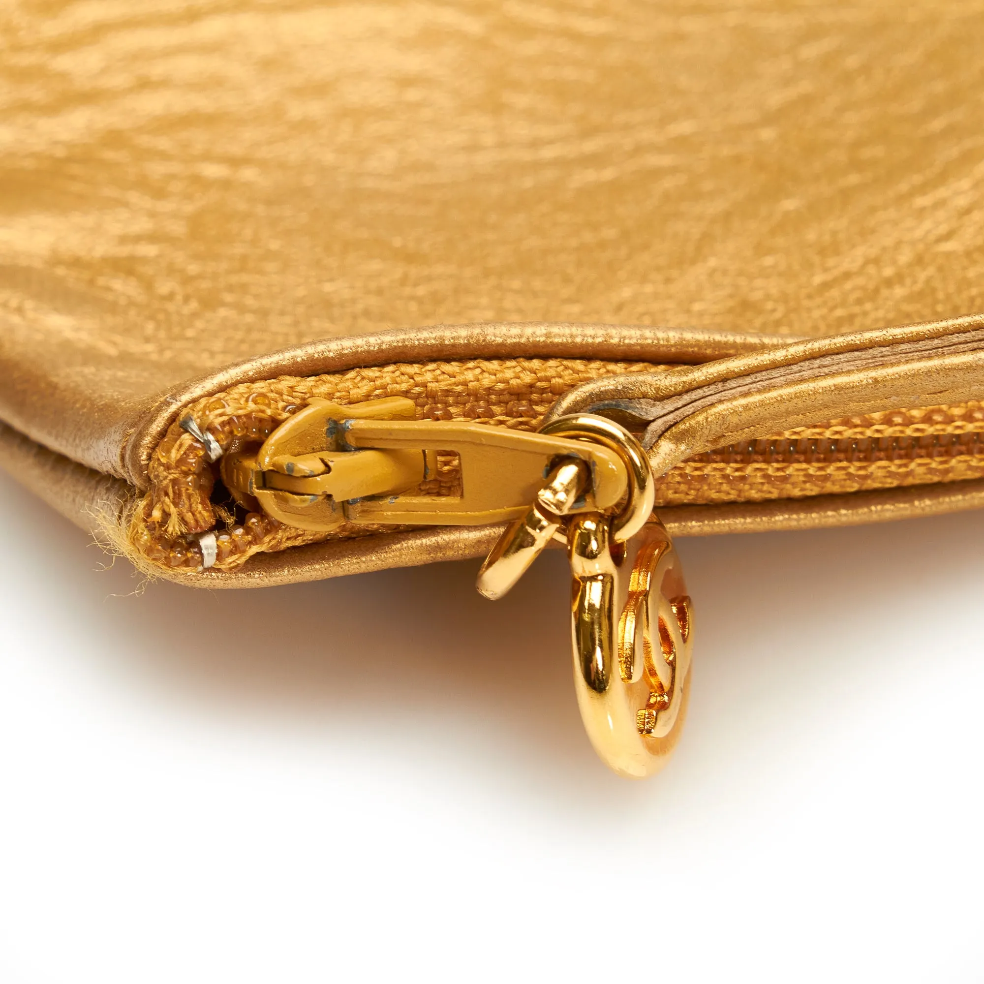 Gold Chanel Brocade Bucket Bag