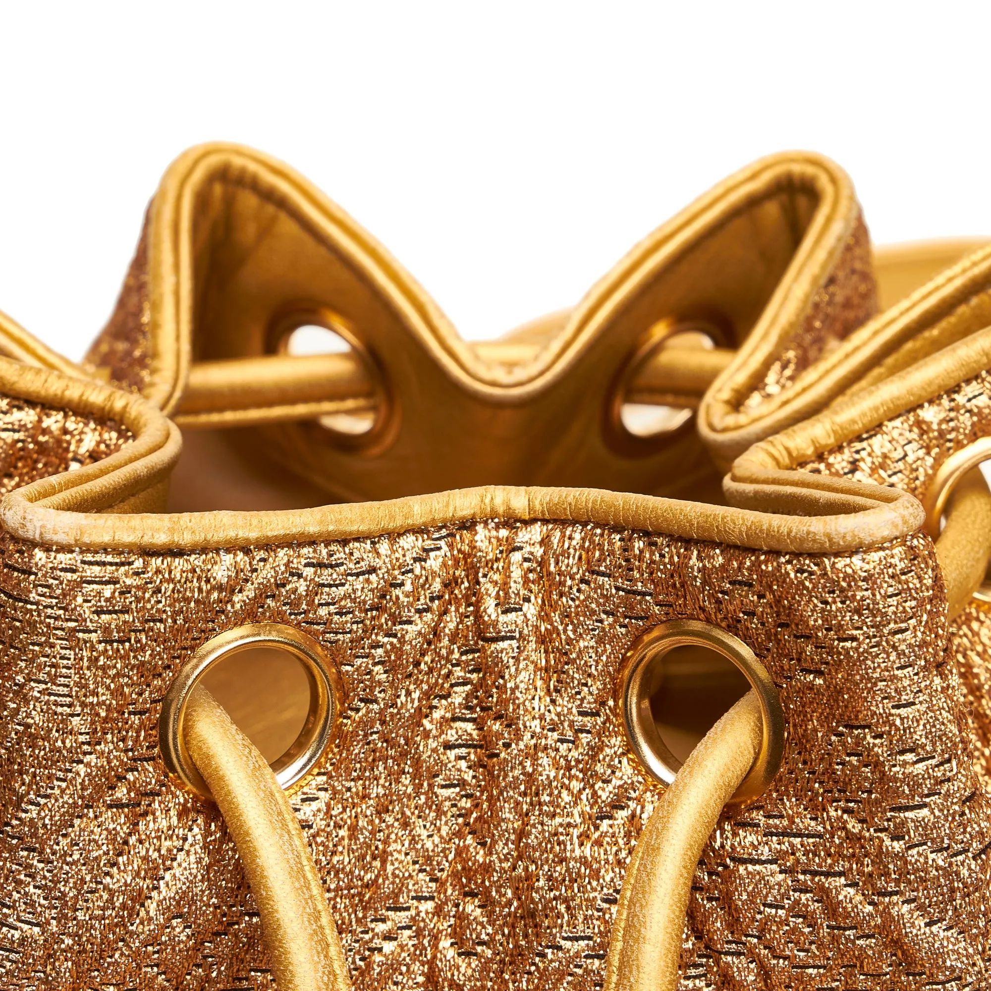 Gold Chanel Brocade Bucket Bag
