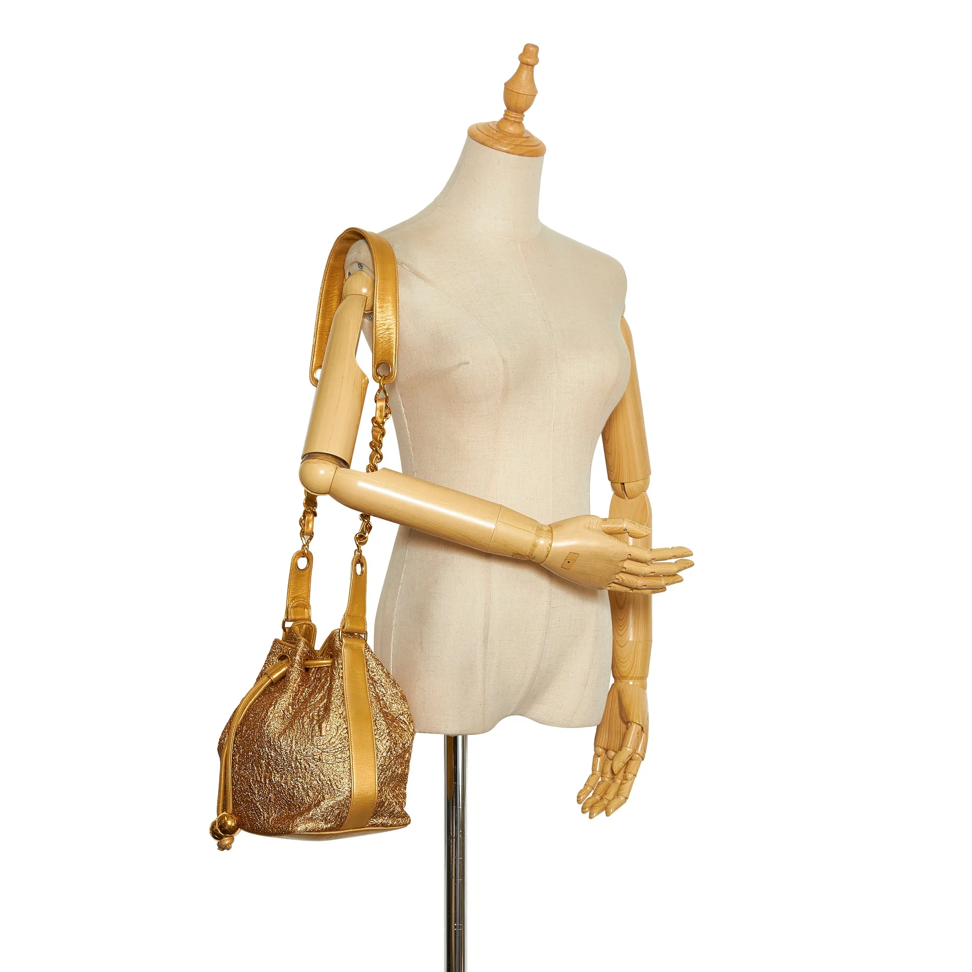 Gold Chanel Brocade Bucket Bag