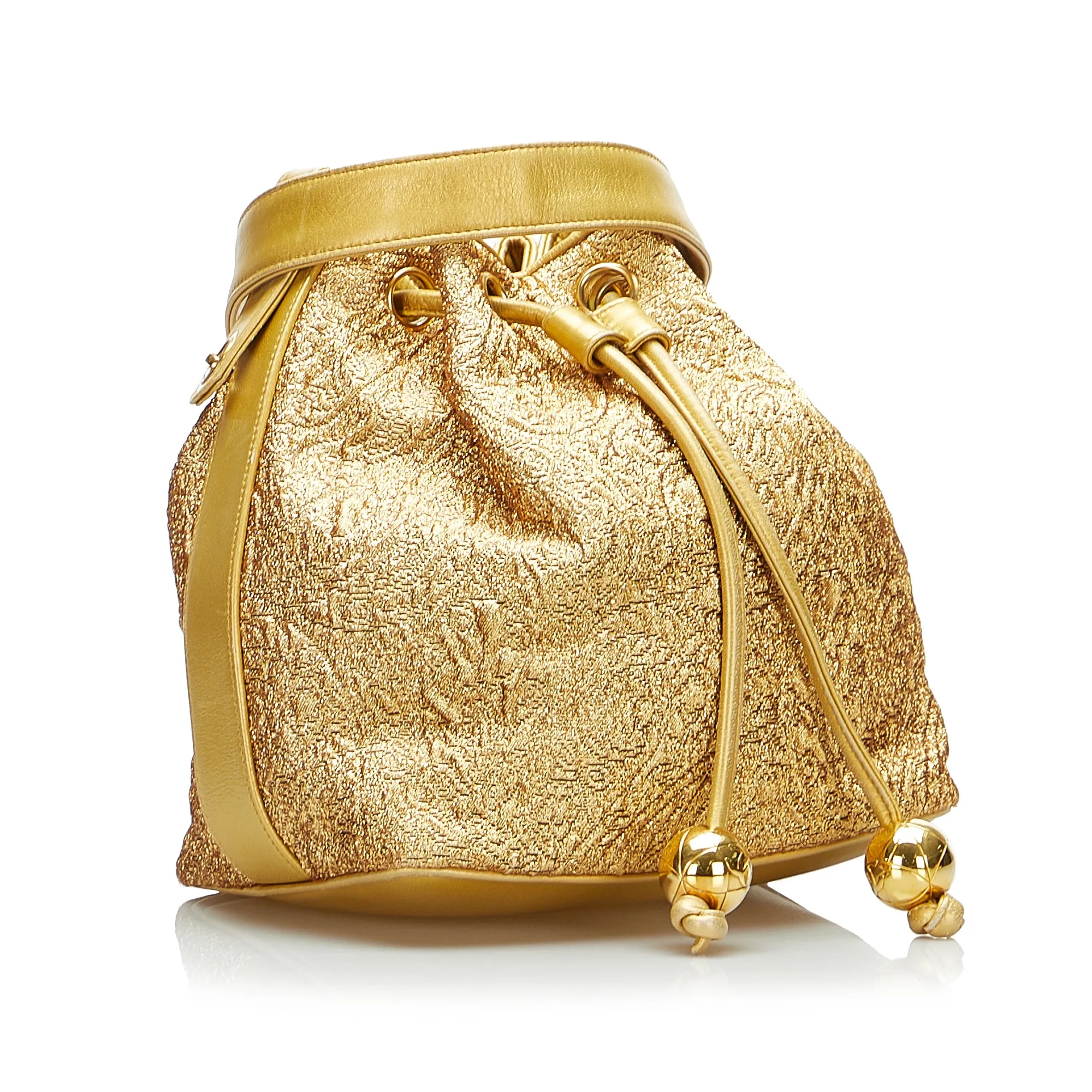 Gold Chanel Brocade Bucket Bag