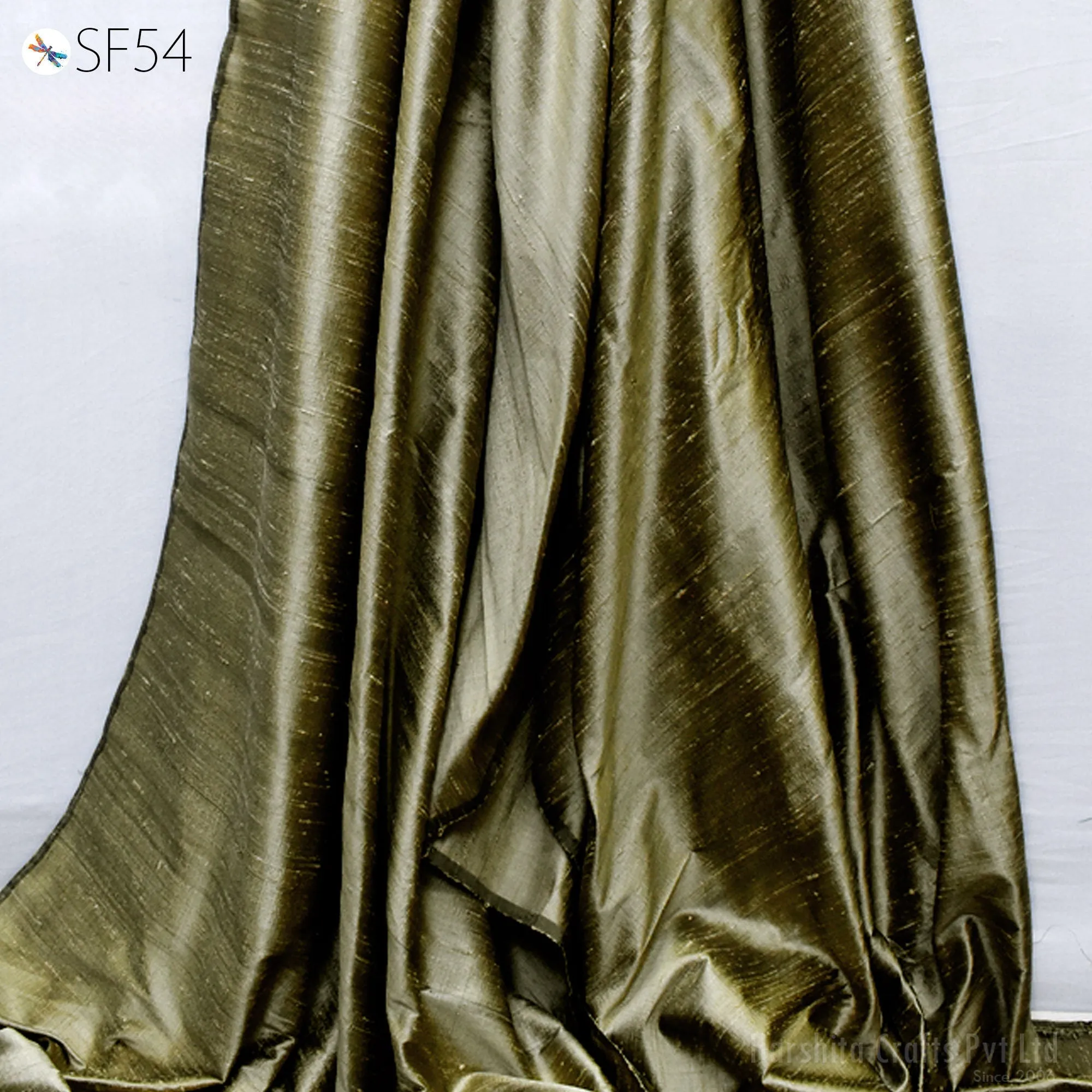Gold Grey Pure Dupioni by the yard Indian Raw Silk Wedding Dresses Table Runner Cushion Pillow Covers Lamp Shades Wall covering Upholstery