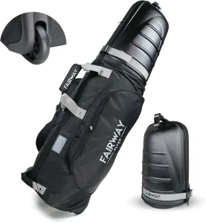 Golf Travel Bag for Airlines – Hard Case, Foldable Design, Dual Zippers, Storage Pockets, Oversized Wheels, Universal Size – Lightweight & Easy to Maneuver Golf Club Protection