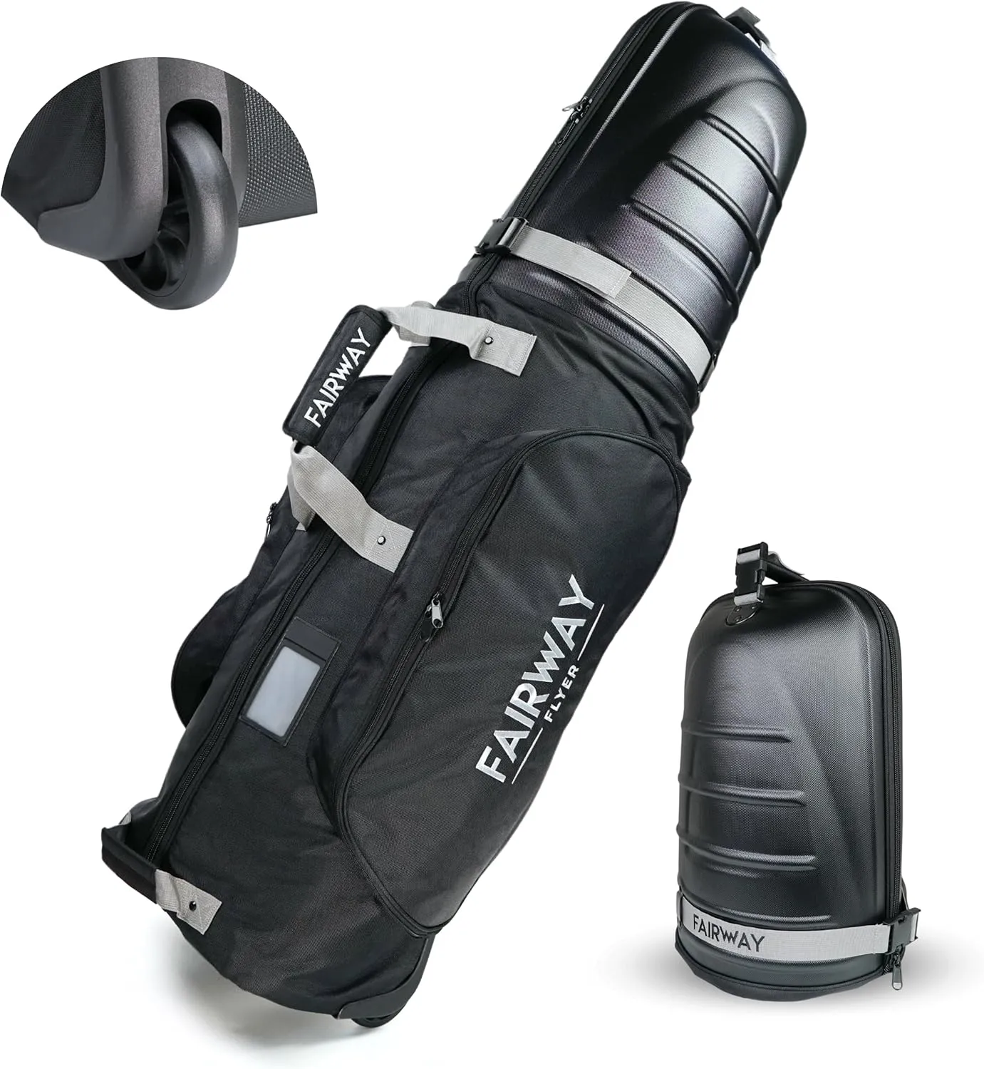 Golf Travel Bag for Airlines – Hard Case, Foldable Design, Dual Zippers, Storage Pockets, Oversized Wheels, Universal Size – Lightweight & Easy to Maneuver Golf Club Protection