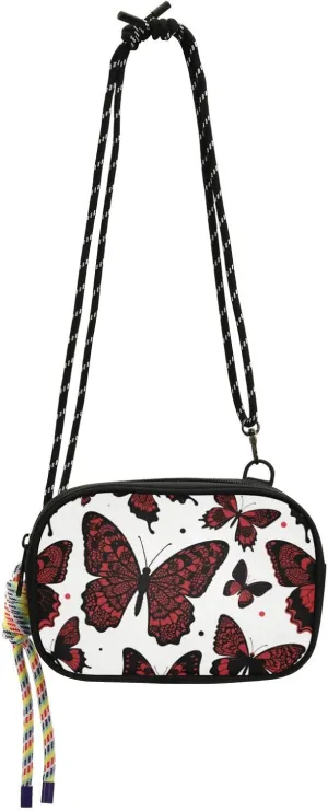 Gothic Red and Black Halloween Lace Butterfly Small Crossbody Purse Men Trendy with Adjustable Strap Black Handbag Go shopping bolsos de hombro para mujer
