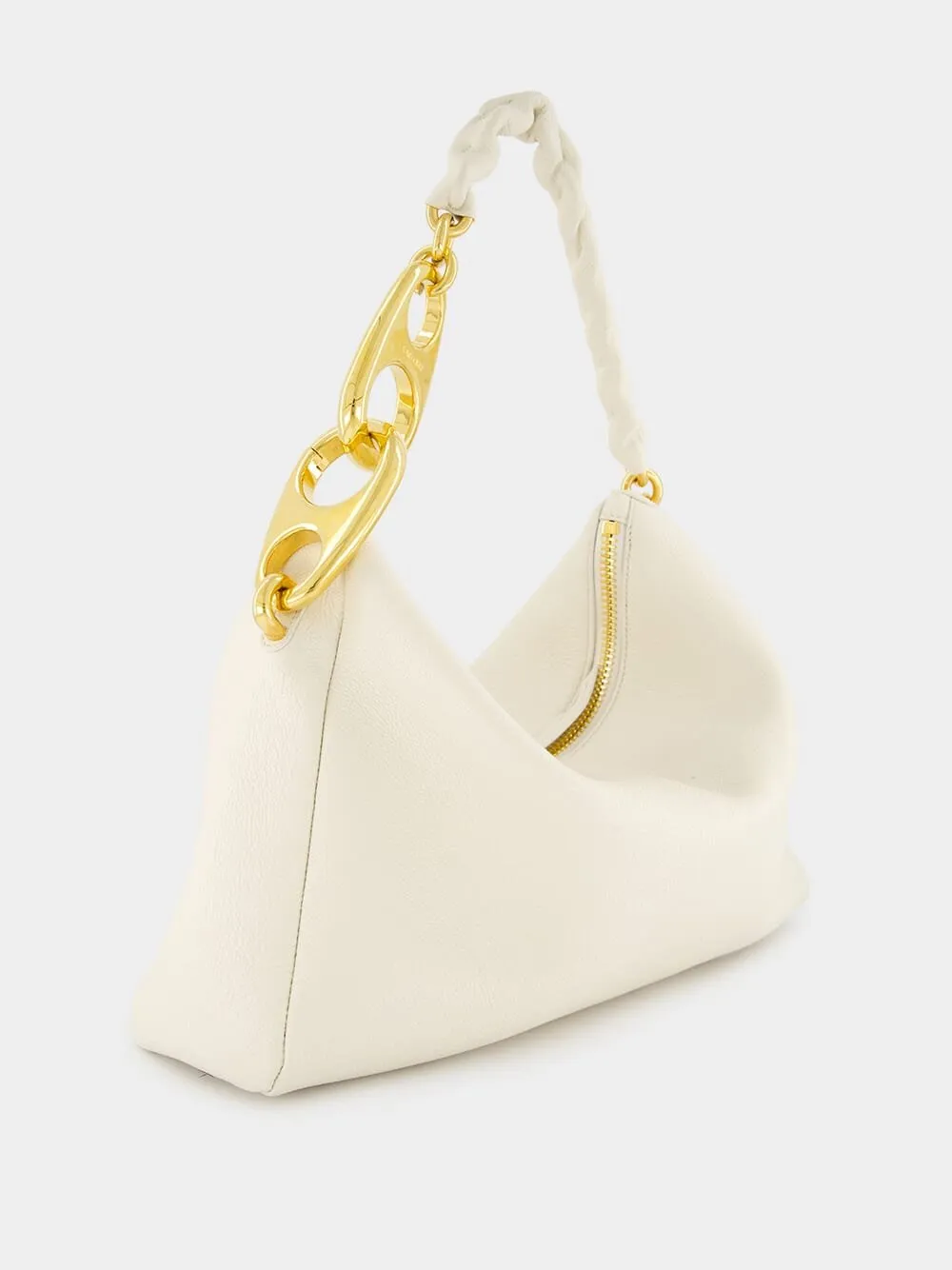 Grain Leather Carine Large White Hobo