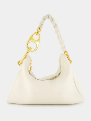 Grain Leather Carine Large White Hobo