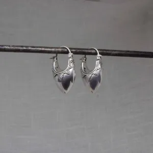 Granulation Sterling Silver Bucket Hoop Earrings