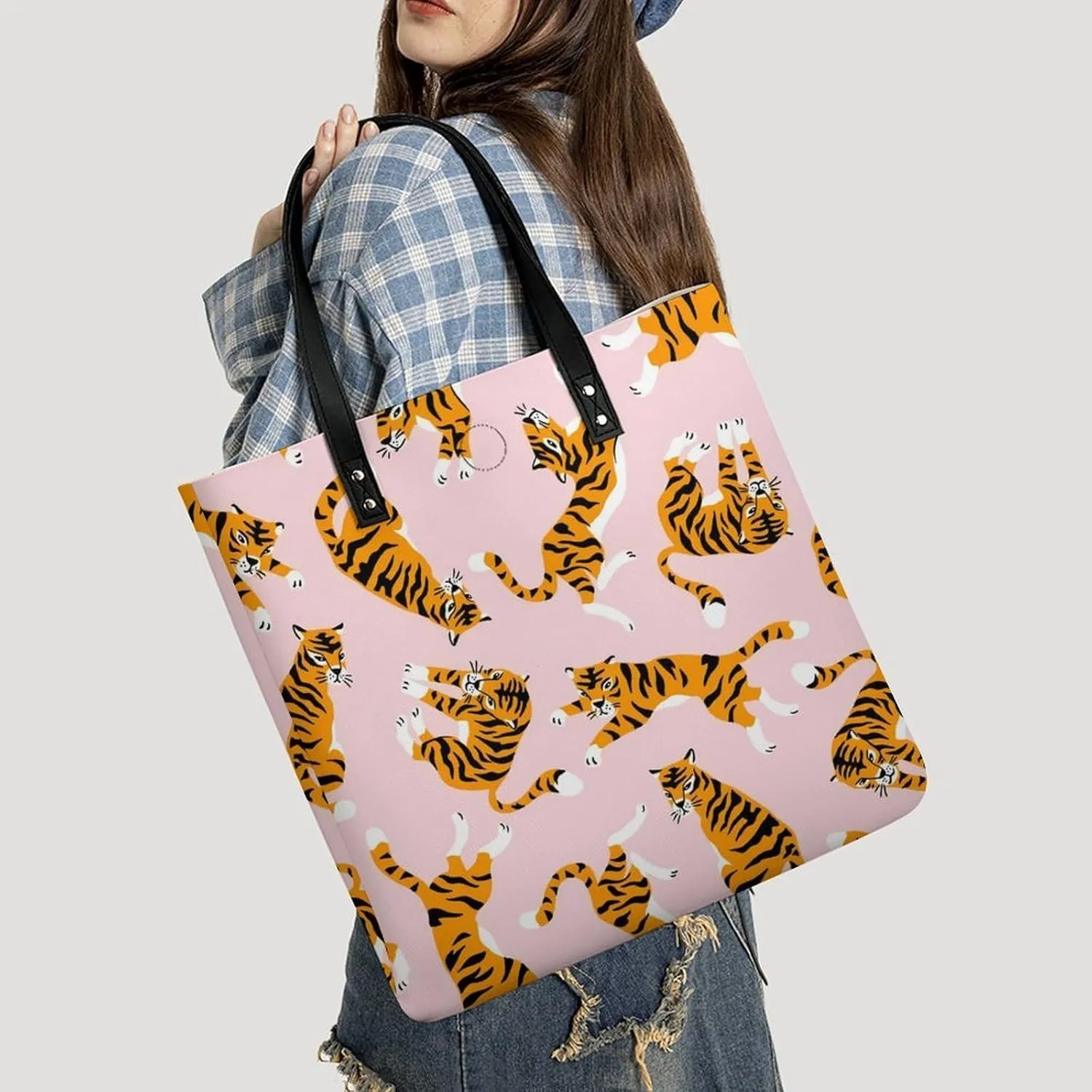 Green Boston Terrier Dogs Fashionable All Printed Leather Handbag Unisex