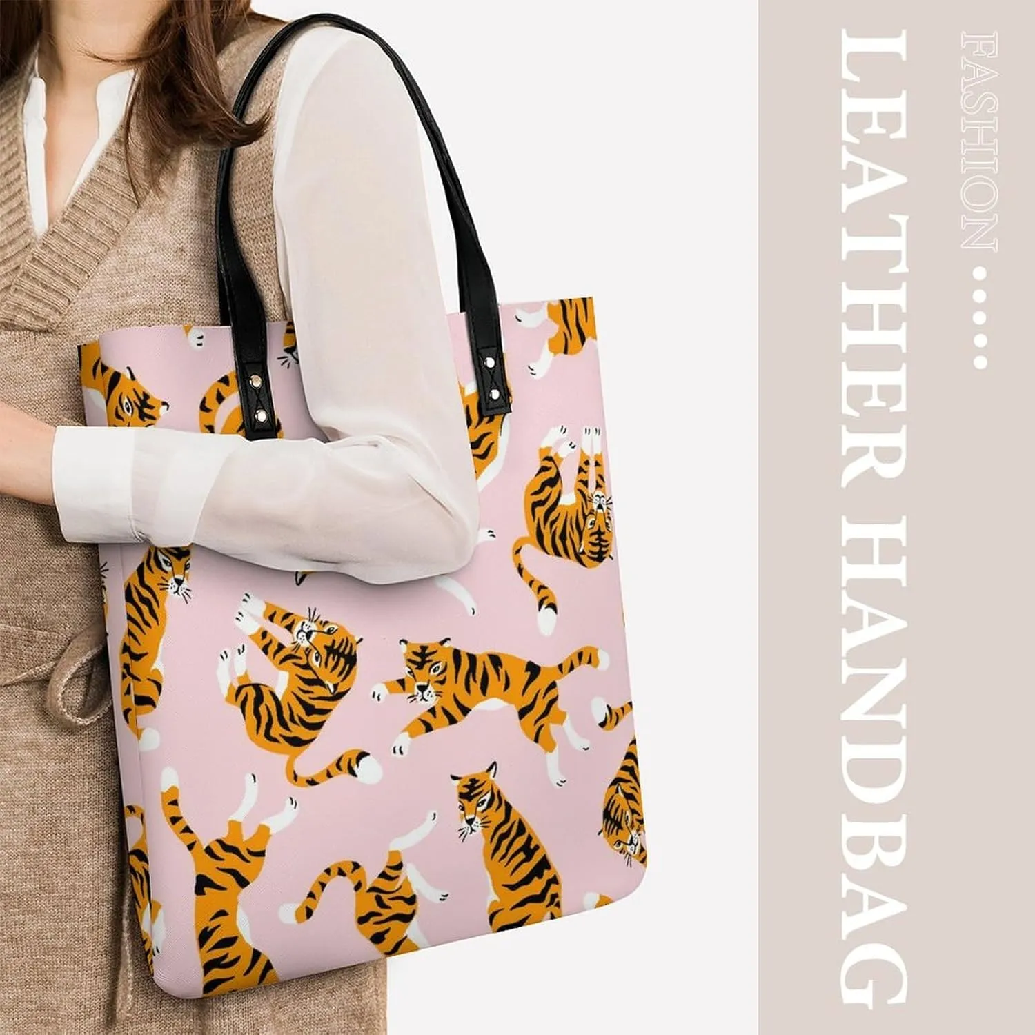 Green Boston Terrier Dogs Fashionable All Printed Leather Handbag Unisex