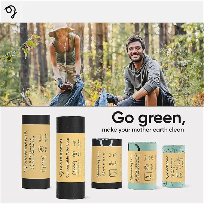 Green Elephant Portable Toilet Bags - Camping Toilet Bags, Camping Potty Bags, Camping Poop Bags for People, Toilet Waste Bags for 5 Gallon Bucket, Camp Toilet Bag, 15 count, 8 gal, 1 mil (3 pack)