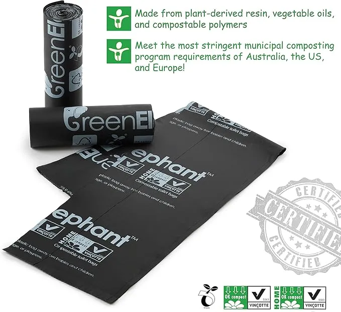 Green Elephant Portable Toilet Bags - Camping Toilet Bags for Portable Potty, Bags for Portable Toilet, The Toilet Bag, Camp Toilet Bags, 5 Gallon Bucket Liner, Emergency Toilet Bag for Car (3 Pack)
