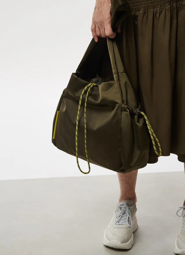 Green Nylon Hobo With Side Pockets