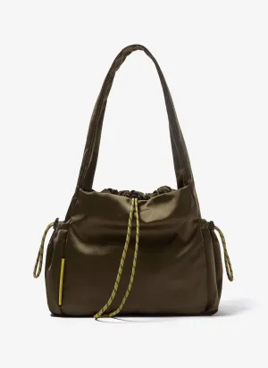 Green Nylon Hobo With Side Pockets