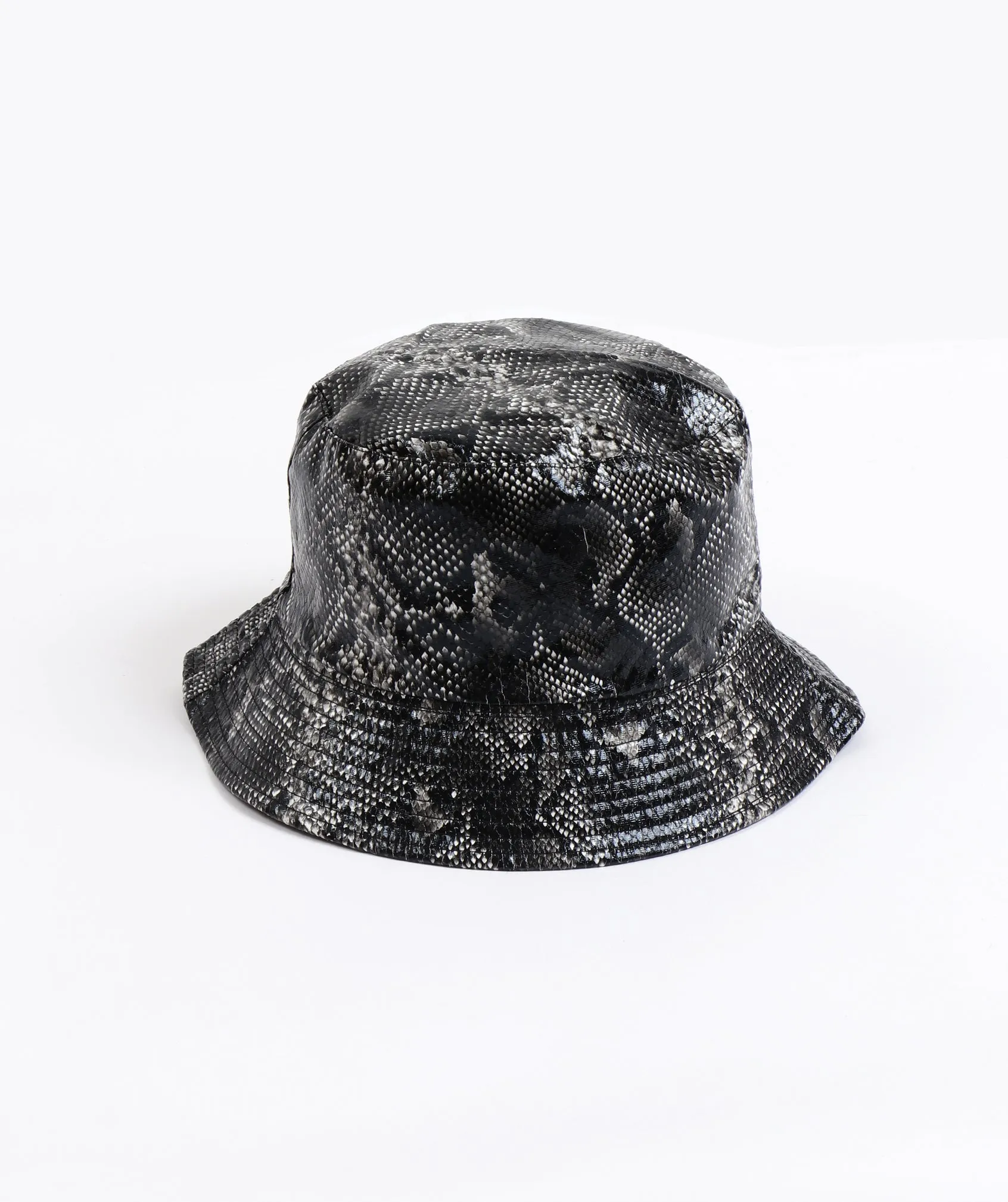 Grey Snakeskin Patent Downbrim Rainhat