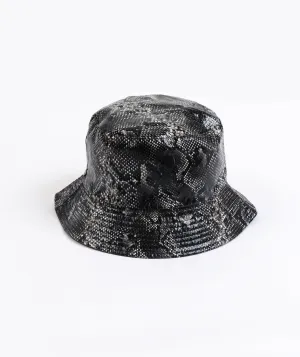 Grey Snakeskin Patent Downbrim Rainhat