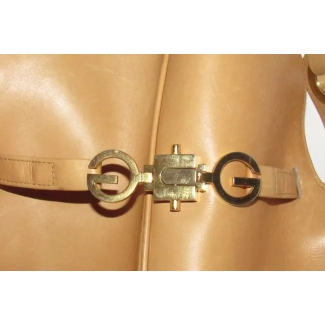Gucci 1955 Horsebit Yellow Leather Bucket Bag W  Belted Gold GG Top