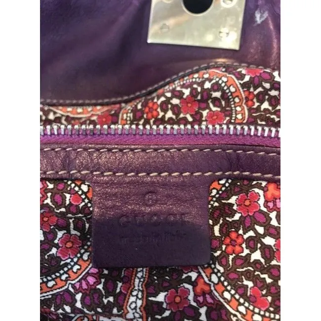 Gucci Black W Purple & Red Suede And Leather Indy Xl Hobo Bucket Bag