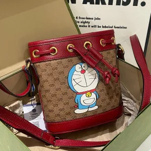 Gucci Doraemon Red Brown Bucket Bag
