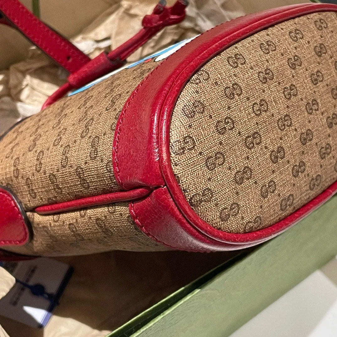 Gucci Doraemon Red Brown Bucket Bag