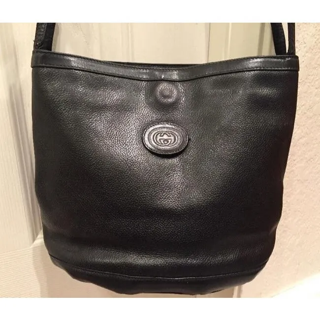 Gucci Vintage Pursesdesigner Purses Black Textured Leather Satchel