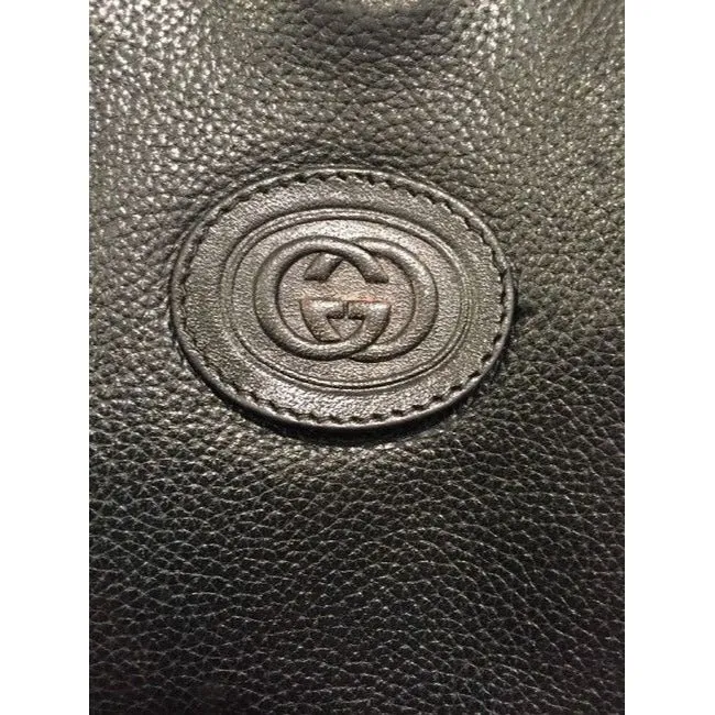 Gucci Vintage Pursesdesigner Purses Black Textured Leather Satchel