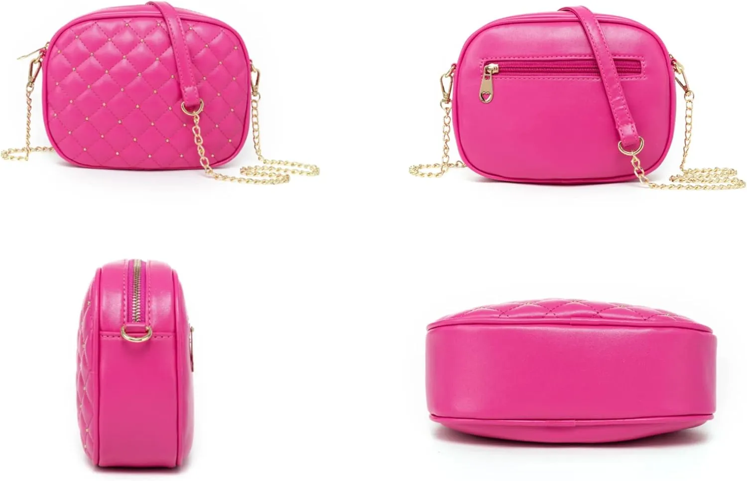Hanbella Cross body Clutch Purses for Women & Teens - Cute Small Quilted Leather Shoulder Bag with Gold Chain for Girls