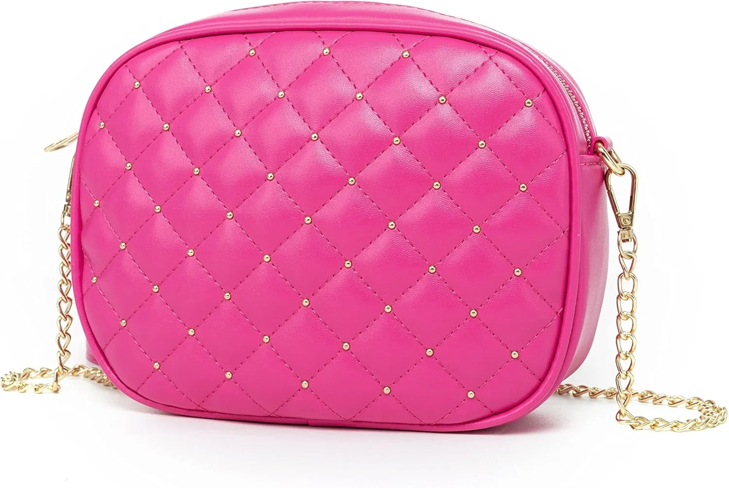 Hanbella Cross body Clutch Purses for Women & Teens - Cute Small Quilted Leather Shoulder Bag with Gold Chain for Girls