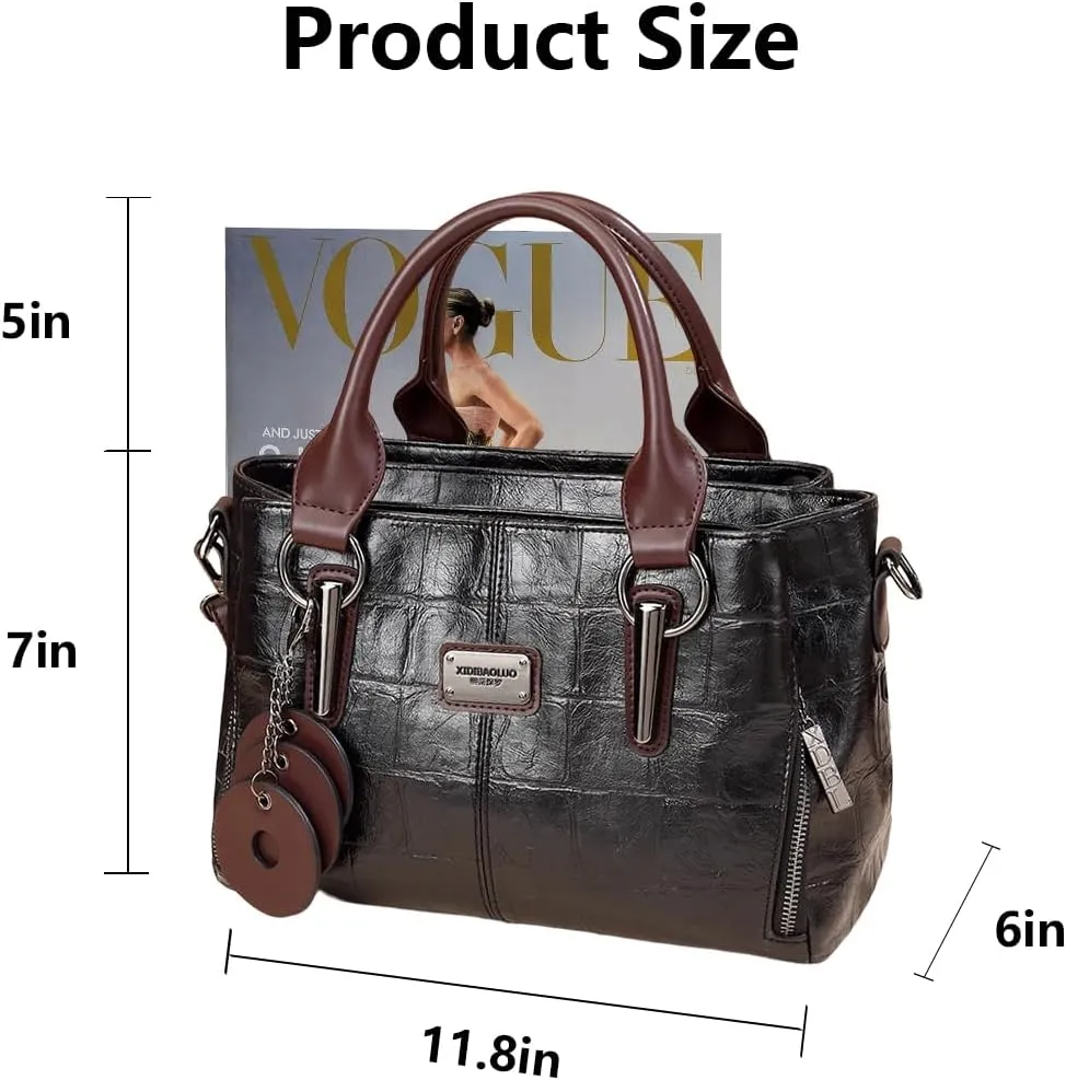 Handbags and Purses for Women Vegan Leather Tote Bag with Compartments Womens Shoulder Crossbody Satchel Work Bags