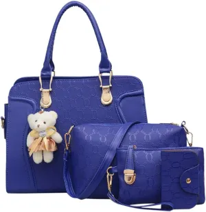 Handbags for Women Shoulder Bags Tote Satchel Hobo 4pcs Purse Set Rose red