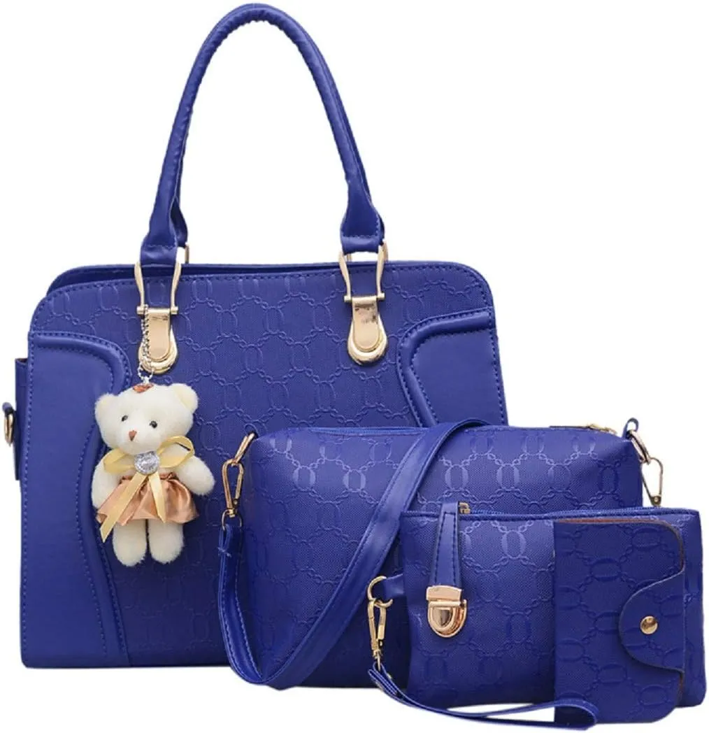 Handbags for Women Shoulder Bags Tote Satchel Hobo 4pcs Purse Set Rose red