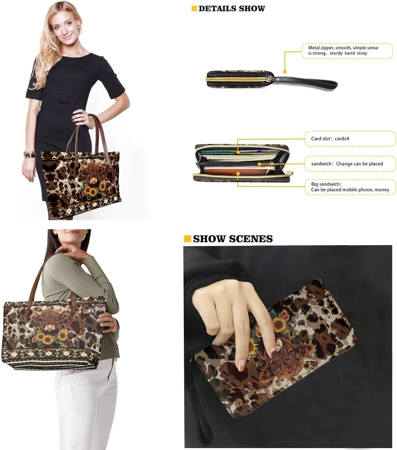 Handbags with Wallet Set for Women,Large Tote Bag Handbag and Purse Set,Top Handle Satchel Purse for Travel