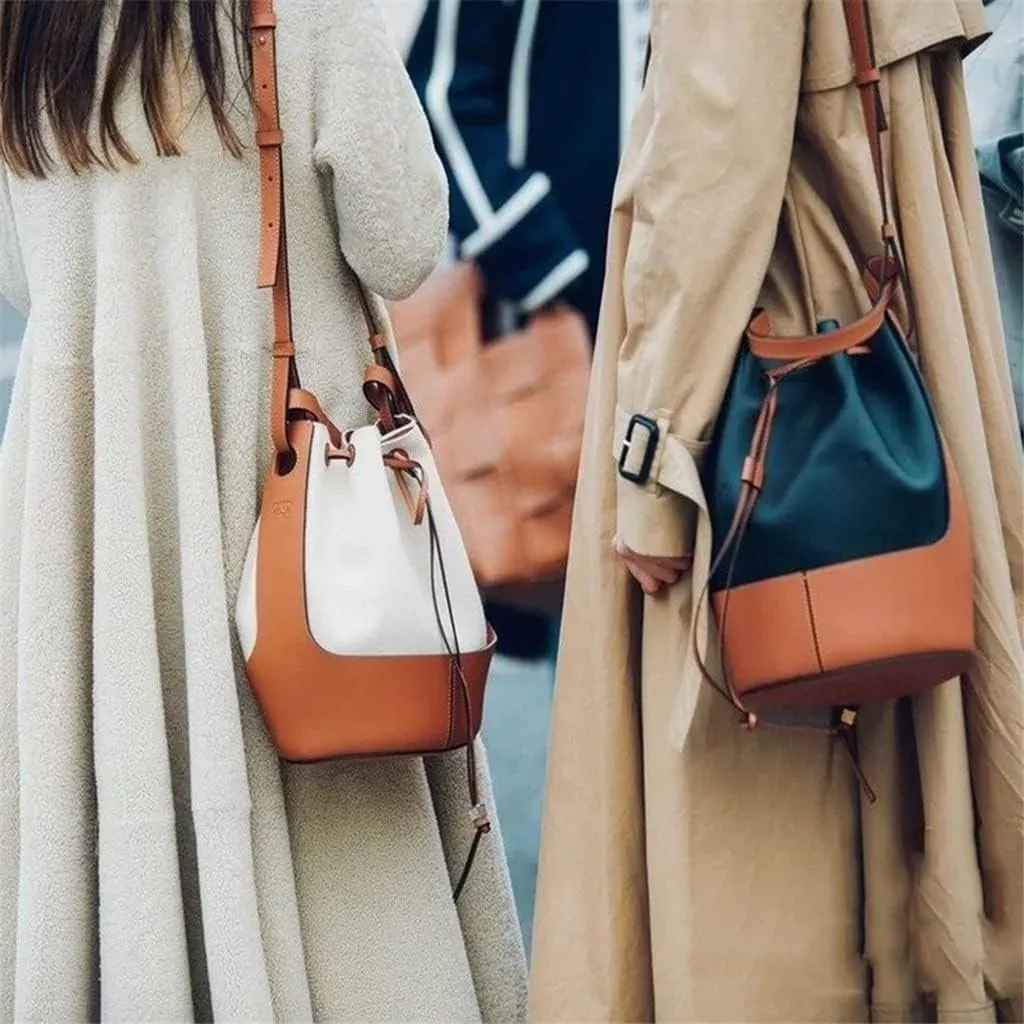 Handmade Handbag Shoulder Strap Hollow Drawstring Woven Bag Set Bucket Bag Leather with Bag Bottom Belt Bag for DIY Backpack(White-Patch Five-Pointed star4)
