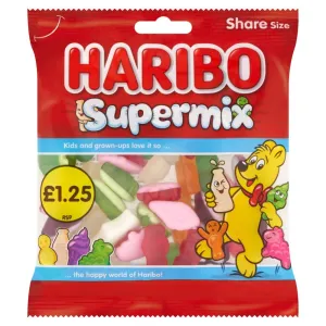 HARIBO Supermix, Sweet MIx Flavour Chewy Gummies for Children & Adults, 140g (Pack of 12)