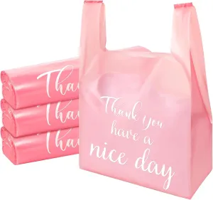 Harloon 200 Pcs Thank You T Shirt Bags Plastic 12'' x 20'' Reusable and Disposable Bags for Small Businesses Grocery