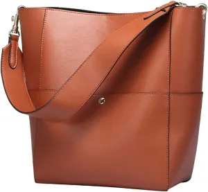HBJWOV Leather Female Bag Bucket Bag Retro Female Bag Foreign Trade Female Bag Diagonal Span Bag