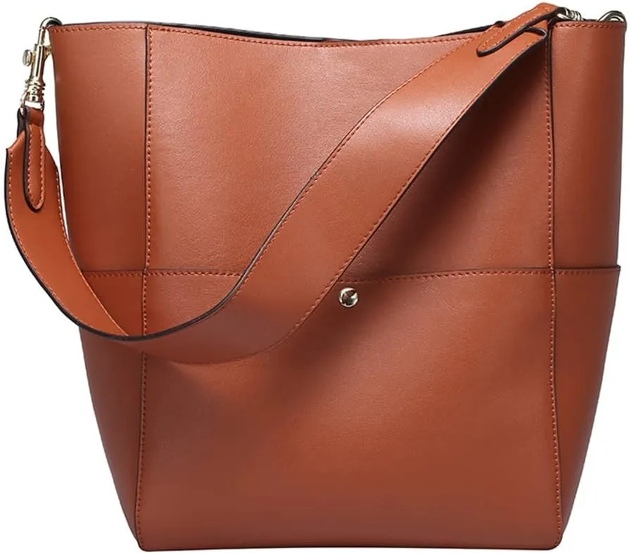 HBJWOV Leather Female Bag Bucket Bag Retro Female Bag Foreign Trade Female Bag Diagonal Span Bag