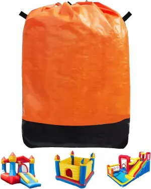 Heavy Duty Water-Resistant Inflatable Bounce House Storage Bag with Drawstring, Flat 39" x 47", for Residential & Commercial Use-Orange