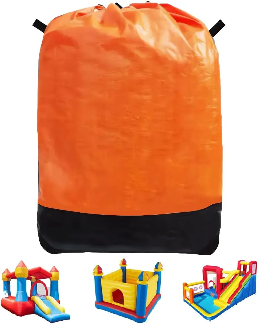 Heavy Duty Water-Resistant Inflatable Bounce House Storage Bag with Drawstring, Flat 39" x 47", for Residential & Commercial Use-Orange