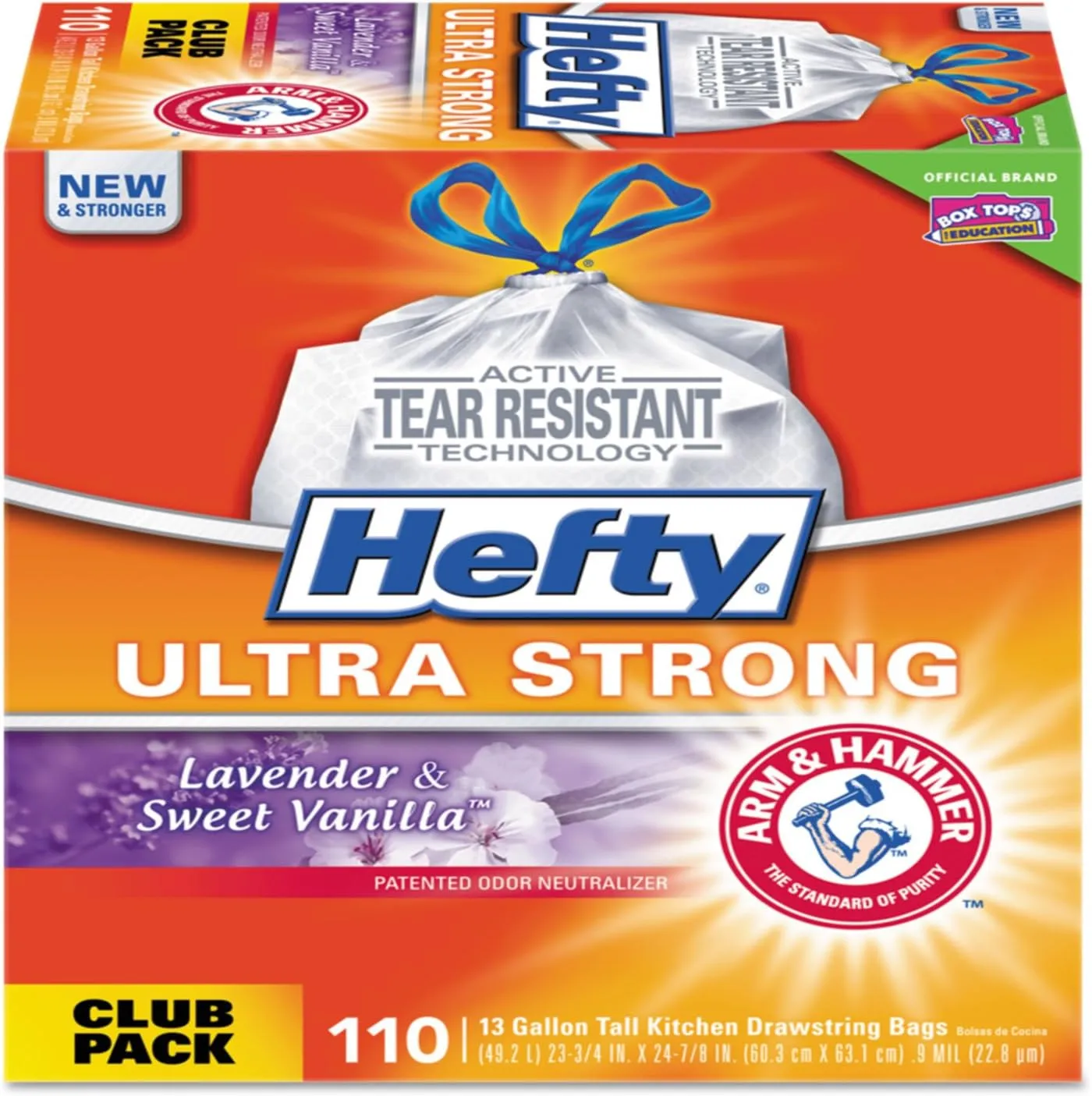 Hefty E84561CT Ultra Strong Scented Tall White Kitchen Bags, 13 gal, White, 330/Carton