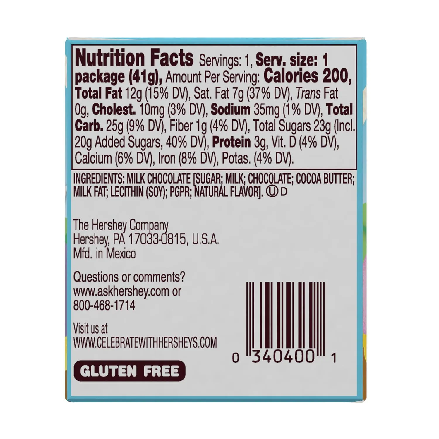 HERSHEY'S KISSES Solid Milk Chocolate, Easter Candy Gift Box, 1.45 oz (12 Pack)