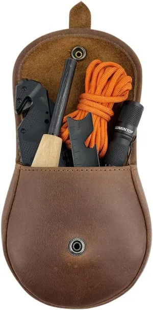 Hide & Drink, Bushcraft Leather Pouch Handmade from Full Grain Leather - Waist Holster Bag, Conveniently Attaches to Belt - Accessory for Storing Tools and Equipment for DIY Projects - Bourbon Brown