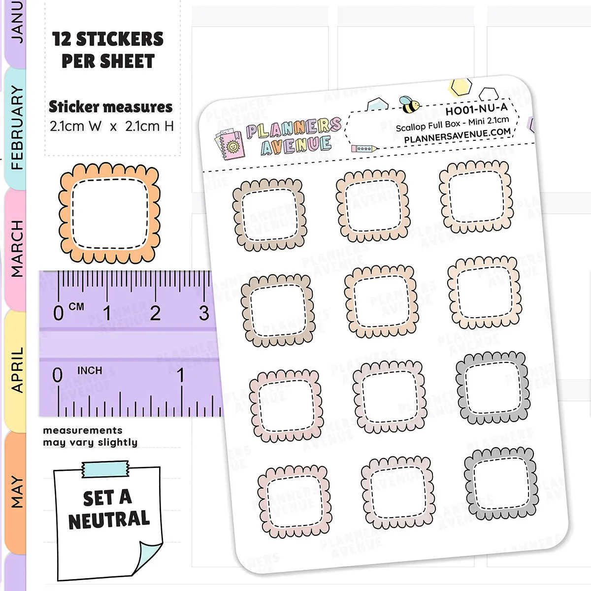 Hobonichi Scalloped Box Stickers