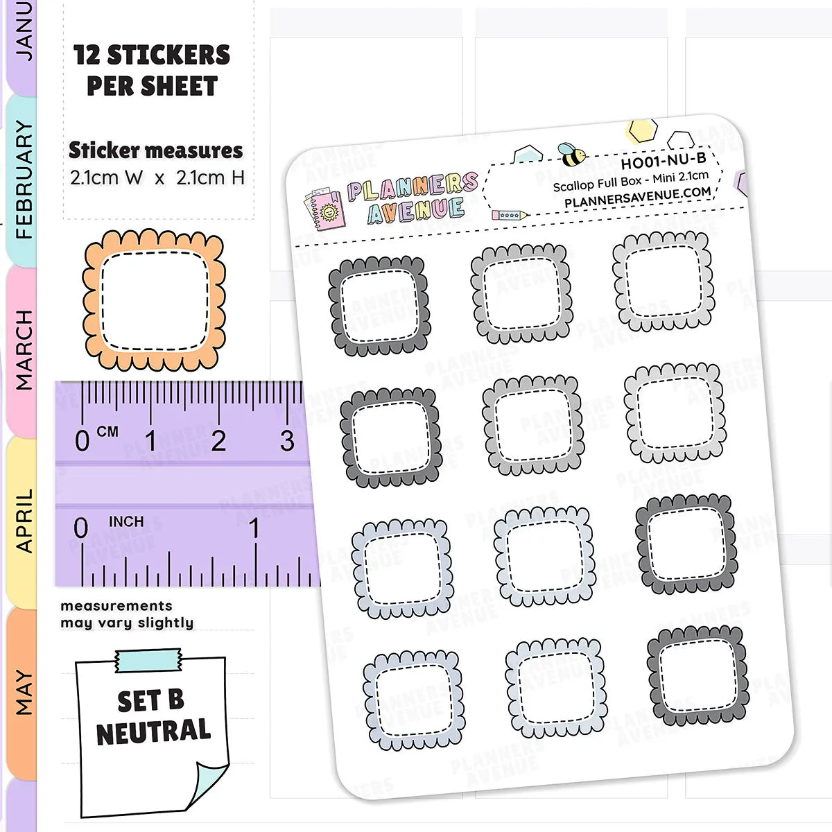 Hobonichi Scalloped Box Stickers