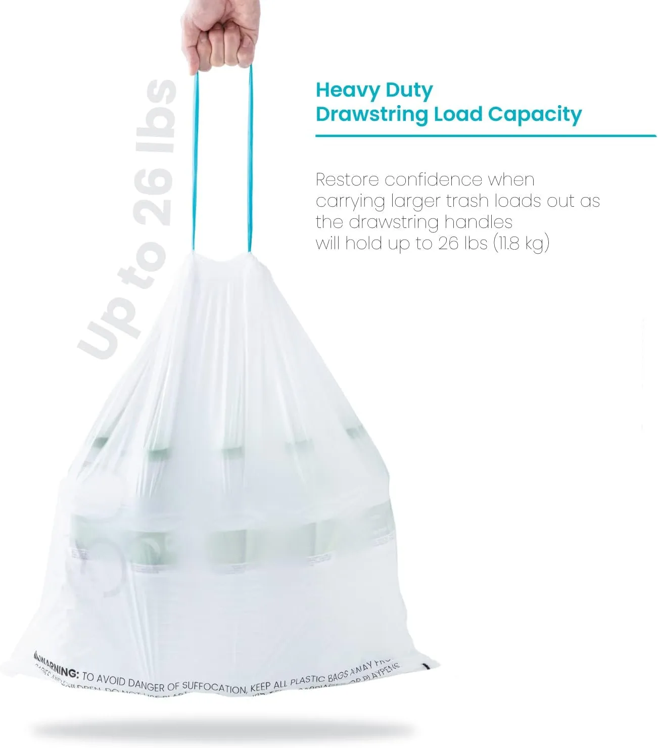 Home Zone Living 8 Gallon Kitchen Trash Bags with Drawstring Handles, Heavy Duty Custom Fit Design for 30 Liter Dual Recycling Liners, Code 30R, 60 Count