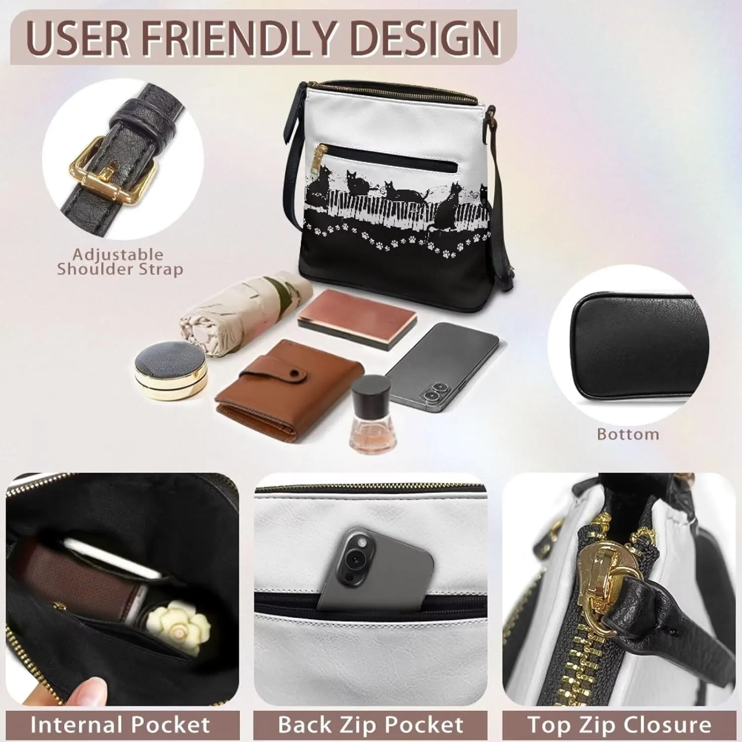 HUGS IDEA Crossbody Purse for Women Leather Satchel Bags Crossbody Shoulder Bag Tote Handbag