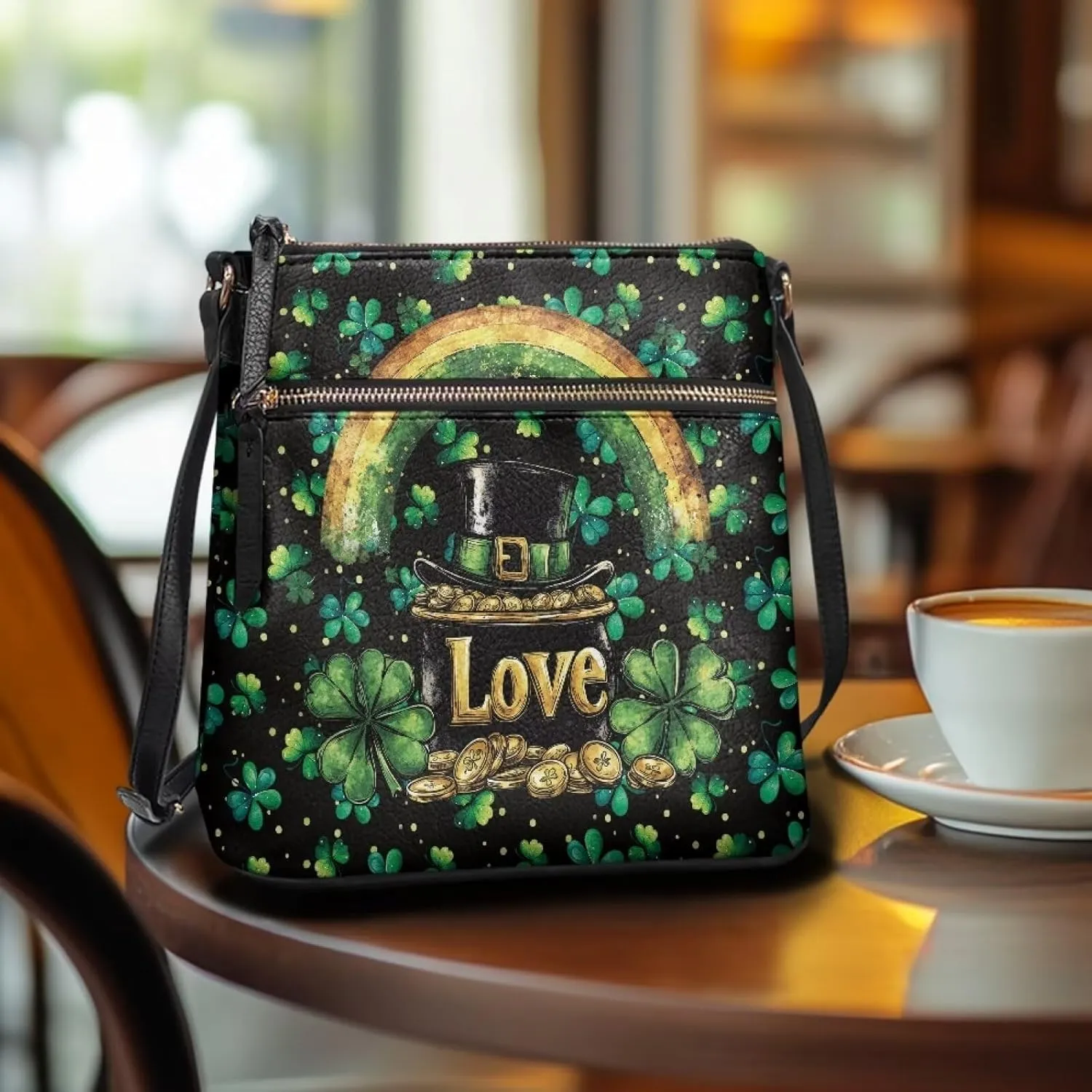 HUGS IDEA St Patrick's Day Crossbody Bag Fashion Shoulder Handbag for Holiday Party Bucket Bag