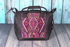 Huipil Day Bag Purse Diaper Bag (medium)  Black Leather